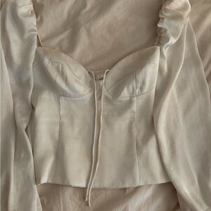 Aritzia Wilfred Cream Satin Blouse